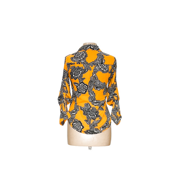 Express Yellow Graphic Button-Up Top - Size XS - Picture 2 of 4